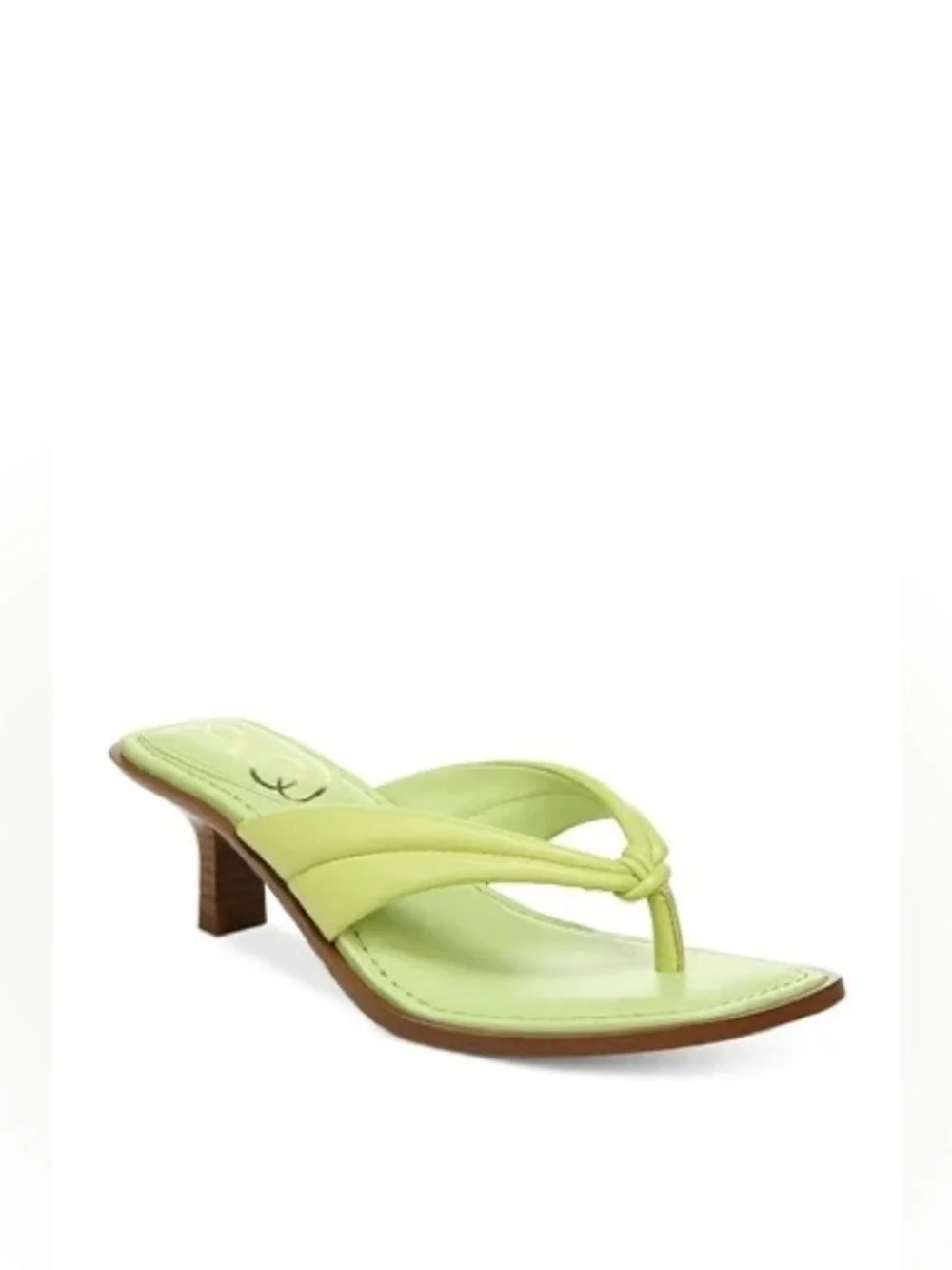 Sam Edelman Daphney Kiwi Leather Thong Lime Green Kitten Heel Mules Sz 9 BNWB - Picture 2 of 8